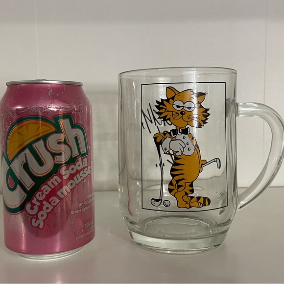 Vintage Daddy Cool Cat Golf Clear Glass Mug Made in France - Picture 2 of 5
